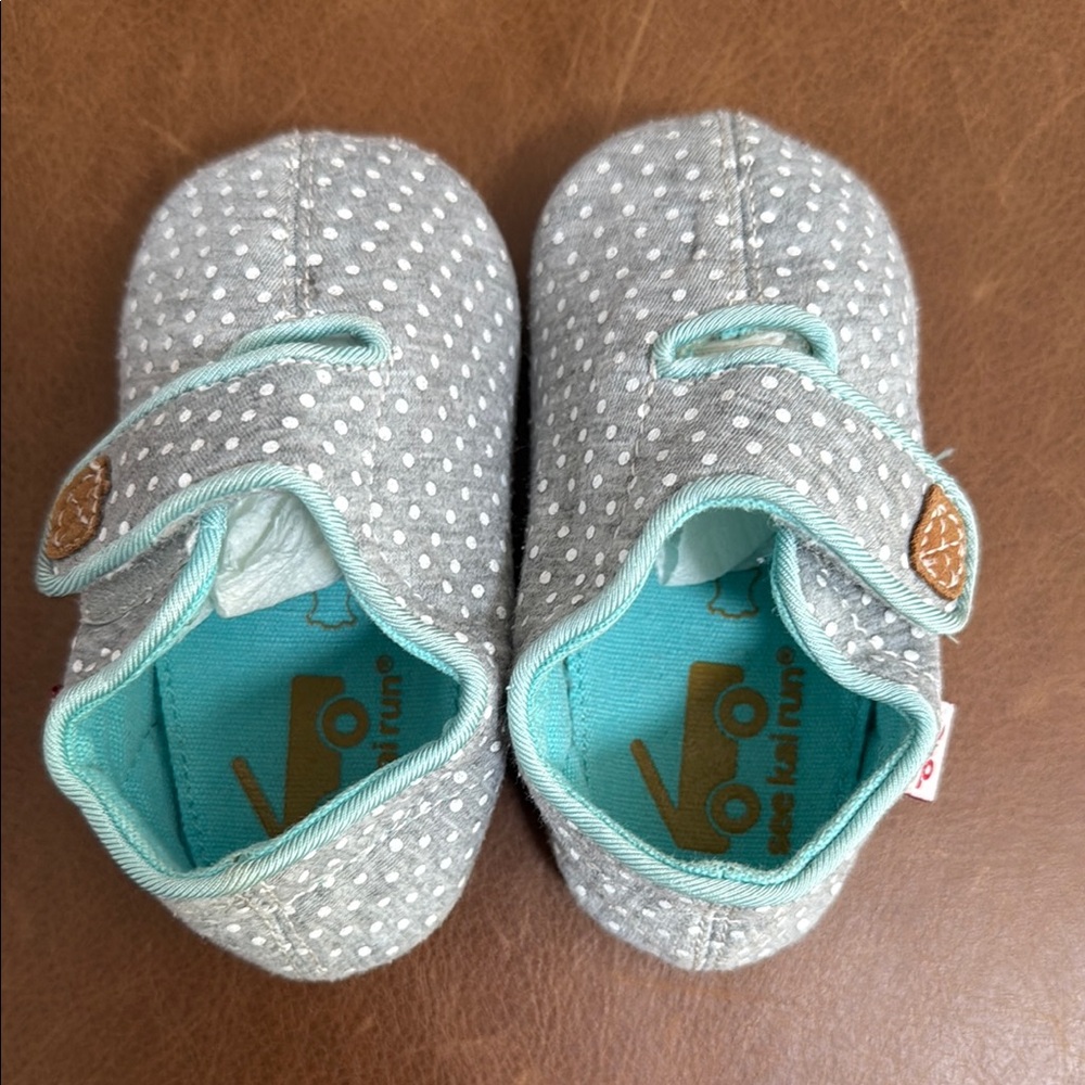 See Kai Run Gray and White Slip-On Slippers